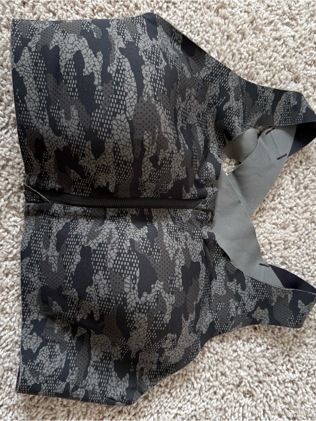 Lululemon Gray And Black Snake-Print Zip Sports Bra